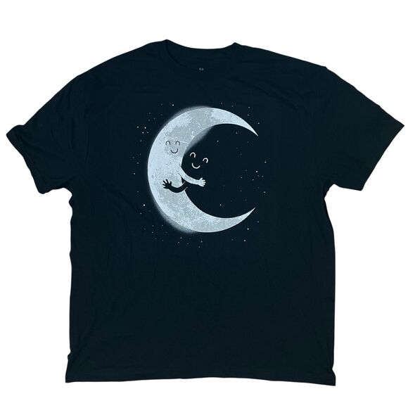 Threadless T-Shirt Mens Black Cotton Moon Hugs Stars Celestial Novelty Size XL - Picture 3 of 10